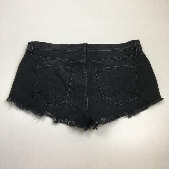 CURRENT ELLIOTT Logo Hardware Townhouse Black THE GAM Raw Edge Hem Denim Shorts - Picture 9 of 11